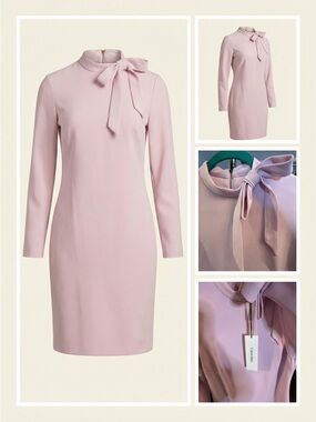 Calvin Klein Mauve Long Sleeve Bow-Neck Dress NWT Size 4